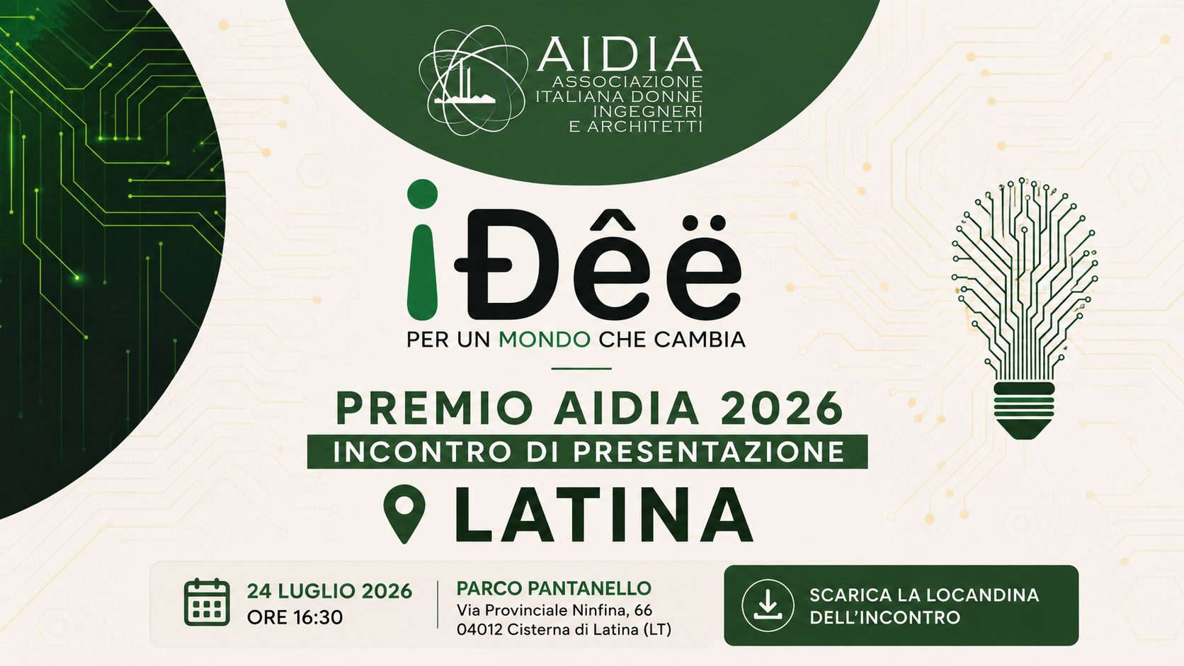 Premio AIDIA "Idee per un mondo che cambia": a Latina un incontro dedicato alla seconda edizione del Premio