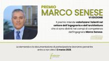 Premio Marco Senese 2026: prorogata al 2 marzo p.v. la Sesta Edizione dedicata agli architetti e ingegneri liberi professionisti